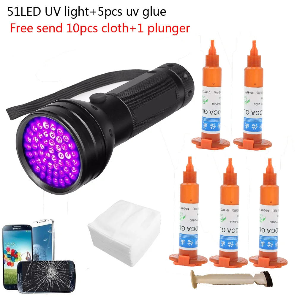 Liquid Uv Glue Kit - 51 LED UV-licht, 5 stuks per