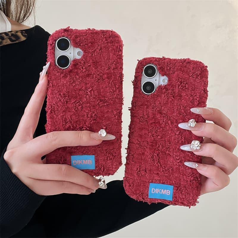 Apple Iphone 15 Pro Max - Angora Rode Pluche Telefoonhoes voor iPhone