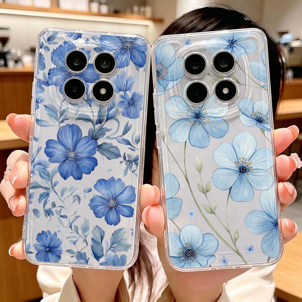 Blauwe aquarel bloemenpatroon  - Xiaomi Poco X6 recensie en prijs